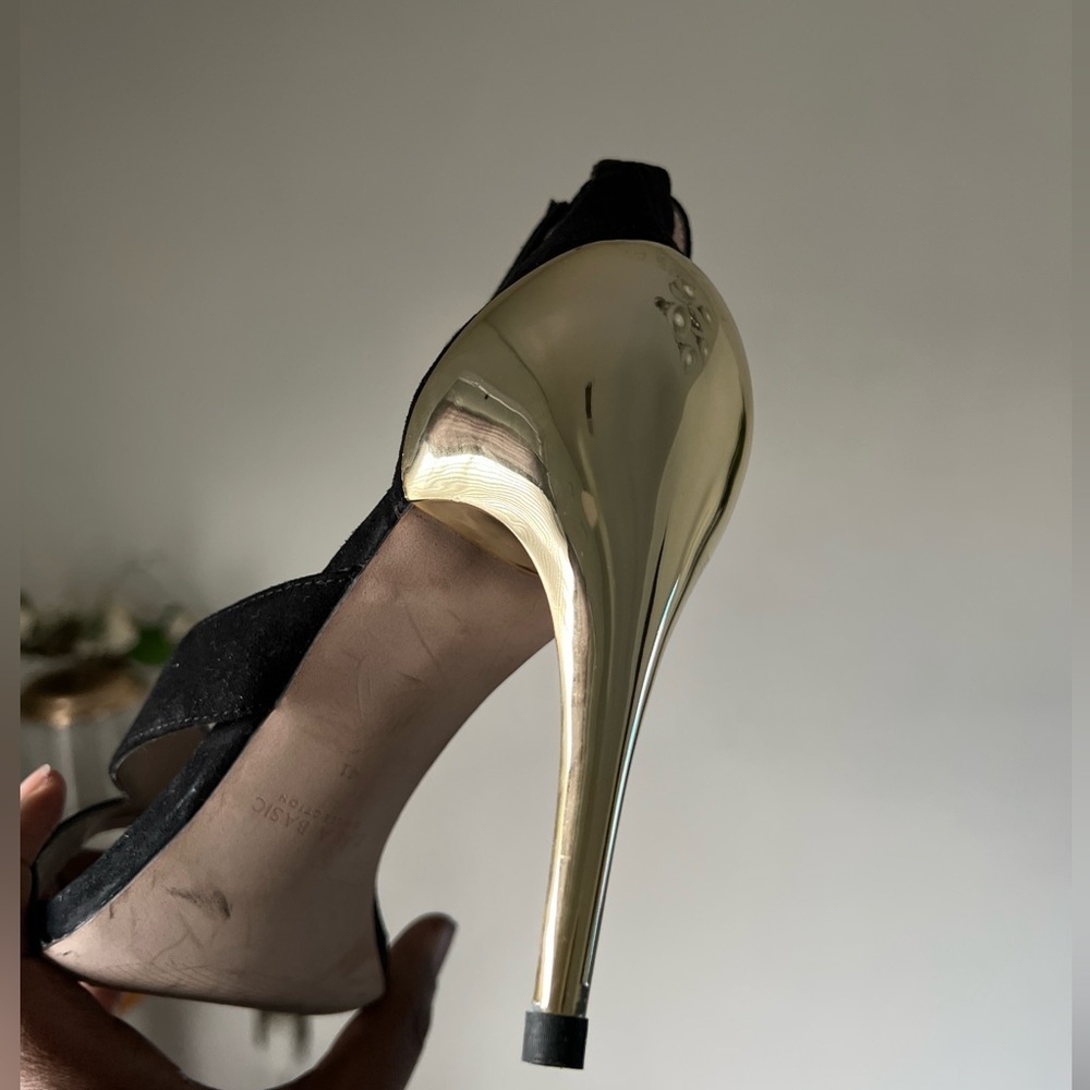 Zara Basic Collection Black Suede Leather And Gol… - image 4